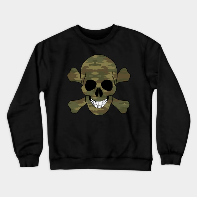 Camouflage Skull And Crossbones Crewneck Sweatshirt by Atteestude